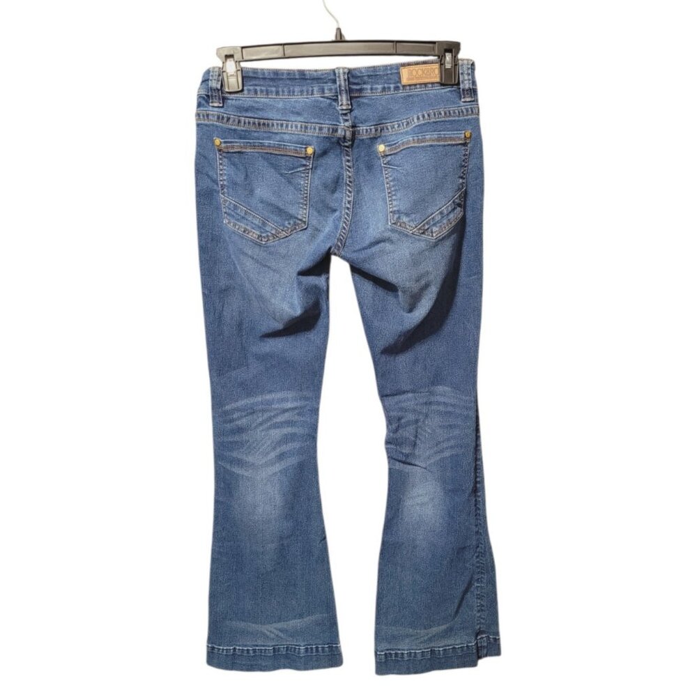 Rock & Roll Cowgirl Low Rise Stretch Trousers 29x34 (29x32) Flare Leg Jeans - Picture 2 of 15